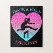 Girls Track & Field Heart Jigzaag Puzzle Legpuzzel (Verticaal)