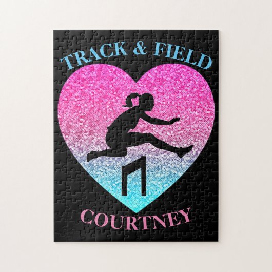 Girls Track & Field Heart Jigzaag Puzzle Legpuzzel (Verticaal)