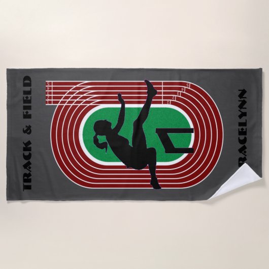 Girls Track & Field Hurdling Beach Towel Strandlaken (Voorkant)