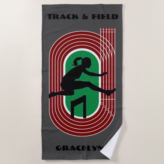 Girls Track & Field Hurdling Beach Towel Strandlaken (Voorkant)