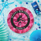 Girls Track & Field Pink Camo Papieren Bordje (Feest)