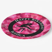 Girls Track & Field Pink Camo Papieren Bordje (Gekanteld)