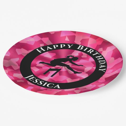 Girls Track & Field Pink Camo Papieren Bordje (Gekanteld)