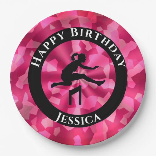 Girls Track & Field Pink Camo Papieren Bordje (Voorkant)
