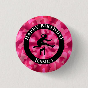 Girls Track & Field Pink Camo Ronde Button 3,2 Cm