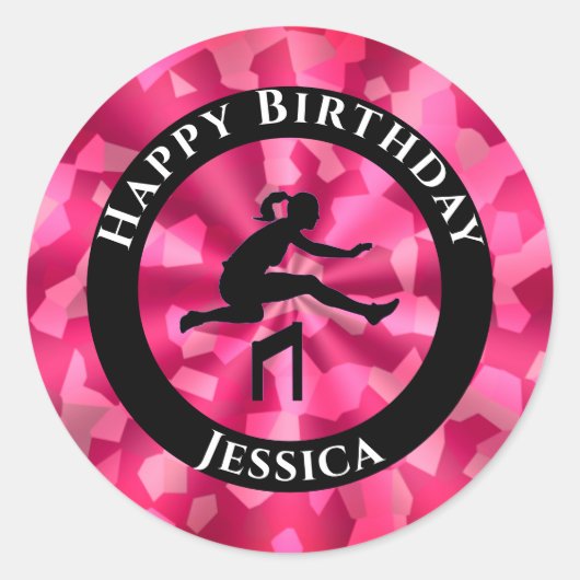 Girls Track & Field Pink Camo Ronde Sticker (Voorkant)