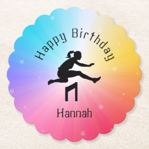 Girls Track & Field Rainbow Stars Kartonnen Onderzetters