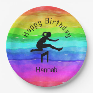 Girls Track & Field Rainbow Waterverf Borden Papieren Bordje