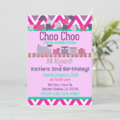 Girls Train Birthday Invitation Kaart (Staand voorkant)