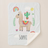 Girls Trendy and Modern Rainbow Llama Alpaca Sherpa Deken (Voorkant)