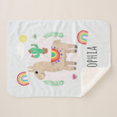 Girls Trendy and Modern Rainbow Llama Alpaca Sherpa Deken (Voorkant (horizontaal))
