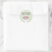 Girls Trendy Floral Rabbit Name Bookplate Ronde Sticker (Tas)