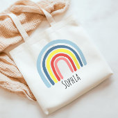 Girls Trendy Whimsical Rainbow Cartoon Name Kinder Tote Bag