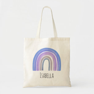 Girls Trendy Whimsical Rainbow Cartoon Name Kinder Tote Bag