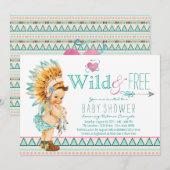 Girls Tribal Baby shower Kaart (Voorkant / Achterkant)