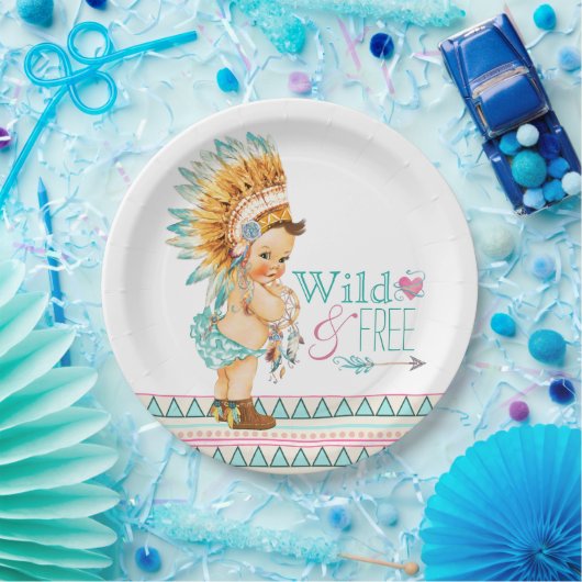 Girls Tribal Baby shower Papieren Bordje (Feest)