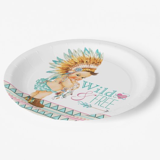 Girls Tribal Baby shower Papieren Bordje (Gekanteld)