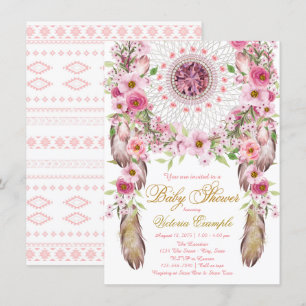 Girls Tribal Dreamcatcher Baby shower Uitnodiging