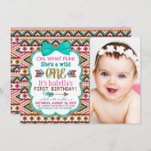 Girls Tribal eerste 1e verjaardagsfeest Kaart (Voorkant / Achterkant)