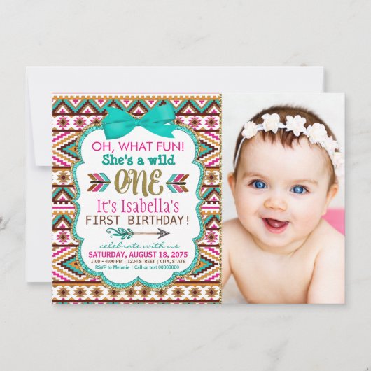 Girls Tribal eerste 1e verjaardagsfeest Kaart (Voorkant)