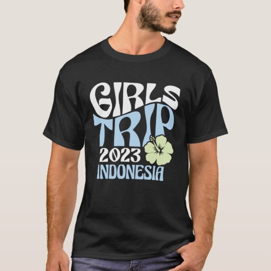 Girls Trip 2023 Indonesia Beach Destination Retro T-shirt (Voorkant)