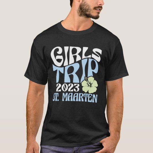Girls Trip 2023 St Maarten Beach Destination Retro T-shirt (Voorkant)