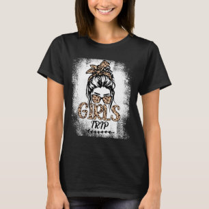 Girls Trip 2025 Messy Bun Leopard Beste Vriend Mat T-shirt