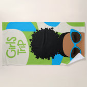 Girls Trip Blue en Green Beach Towel Strandlaken (Voorkant)