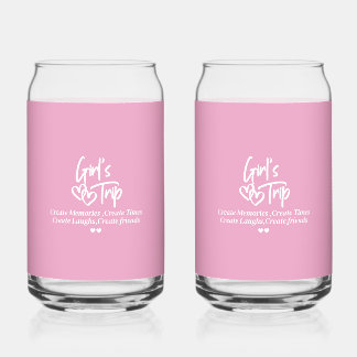 Girls Trip Create Memories Pink Blikvorm Glas