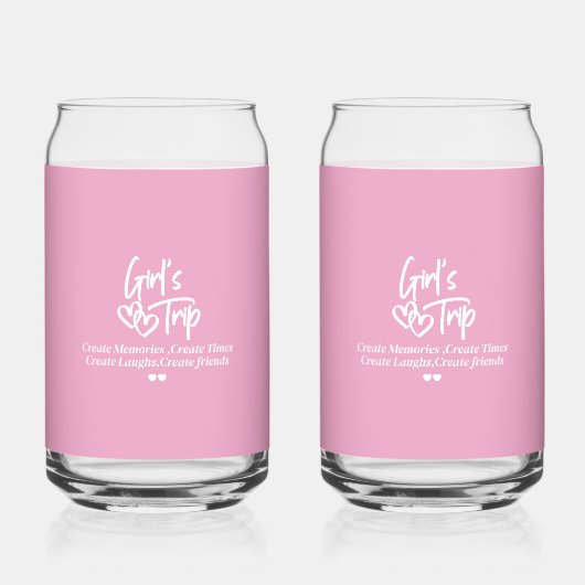 Girls Trip Create Memories Pink Blikvorm Glas (Voorkant)