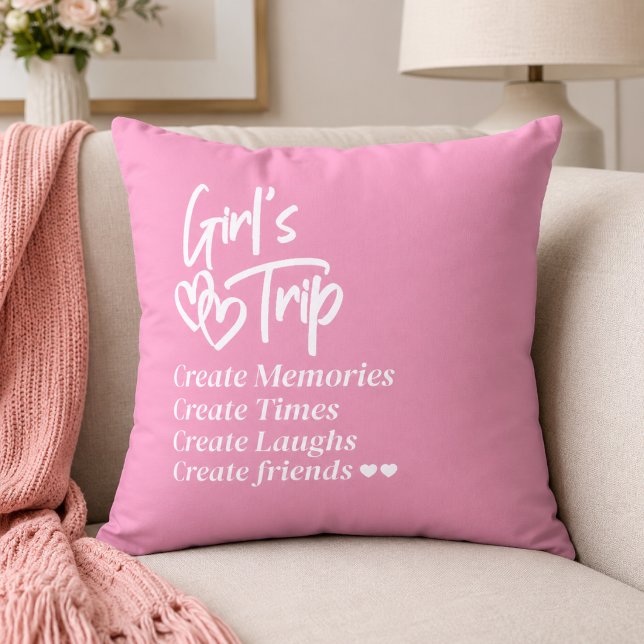 Girls Trip Create Memories Pink Kussen (Creator heeft geüpload)
