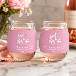 Girls Trip Create Memories Pink Wijnglas Zonder Voet