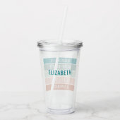 Girls Trip Custom Name Destination Trendy Stripe A Acryl Drinkbeker (Achterkant)