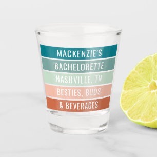 Girls Trip Custom Name Location Trendy Stripes Shot Glas