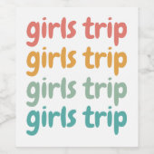 Girls Trip Cute Retro Girls Weekend Getaway Wijn Etiket (Enkel label)
