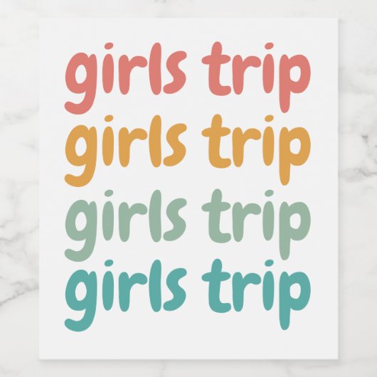 Girls Trip Cute Retro Girls Weekend Getaway Wijn Etiket (Enkel label)