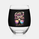 Girl's Trip Florida 2024 Zomer Beach Weekend Wijnglas Zonder Voet (Voorkant)