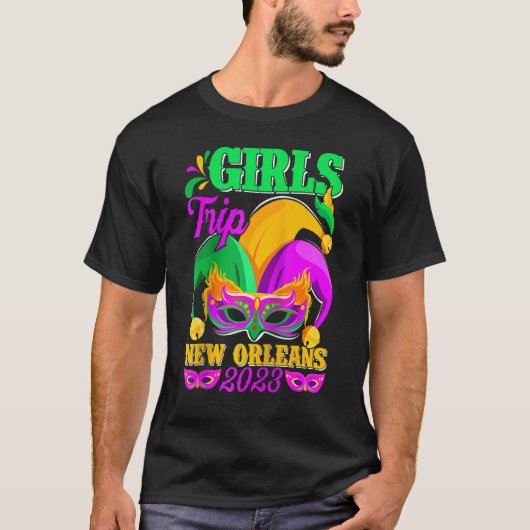 Girls Trip New Orleans 2023 Funny Jester Mask Mard T-shirt (Voorkant)