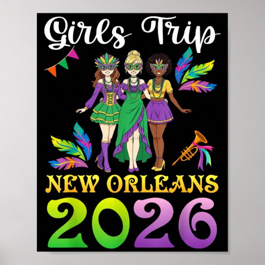 Girls Trip New Orleans 2026 Mardi Gras Day Squad T Poster (Voorkant)