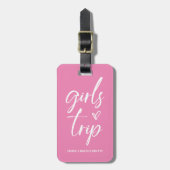 Girls Trip | Trendy Script op roze en QR-code Bagagelabel (Voorkant verticaal)