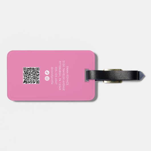Girls Trip | Trendy Script op roze en QR-code Bagagelabel (Achterkant horizontaal)