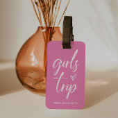 Girls Trip | Trendy Script op roze en QR-code Bagagelabel