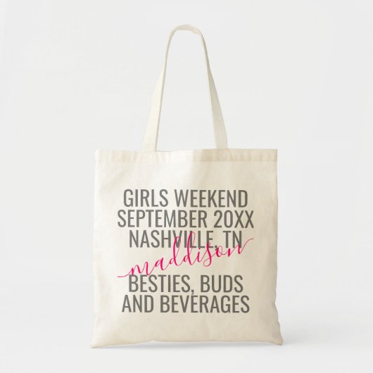 Girls Trip Weekend Vacation Name Tote Bag (Voorkant)