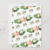 Girls Tropical Floral Baby shower Invitation Kaart (Achterkant)