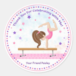 Girls Tumbling Birthday Favor Gymnastics Ronde Sticker