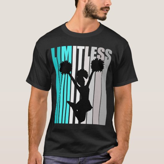 Girls Turquoise Cheerlead Limitless Birthday En T-shirt (Voorkant)