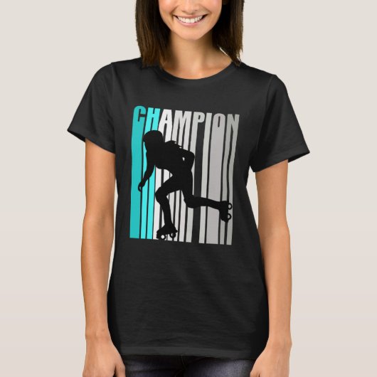 Girls Turquoise Roller Skating Champion Roller Ska T-shirt (Voorkant)