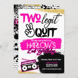 Girl's twee Legit Two Quit Hip Hop Invitation Kaart