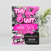 Girl's twee Legit Two Quit Hip Hop Invitation Kaart (Staand voorkant)