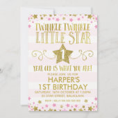 Girl's Twinkle Little Star 1e verjaardag Uitnodigi Kaart (Voorkant)